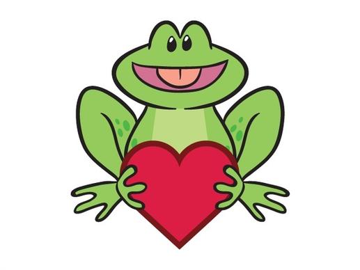 
								Cute Frog Holding a Heart							