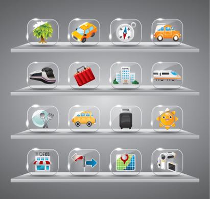 cute glass icons vector graphics