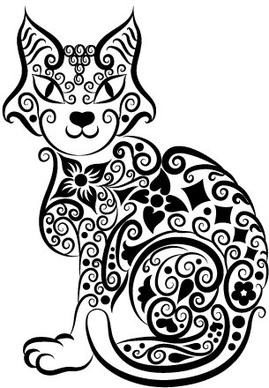 cute hand drawn cat decoration pattern vector