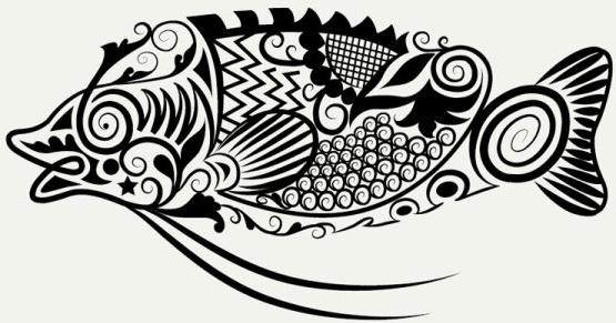 cute hand drawn fish decoration pattern vector