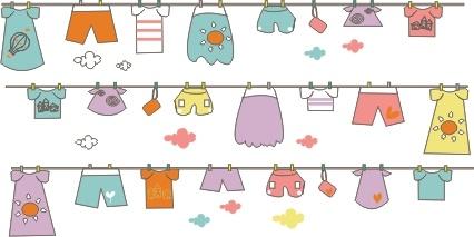 cute hand drawn hang the clothes vector background