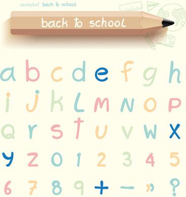 cute handwriting alphabet with number vector