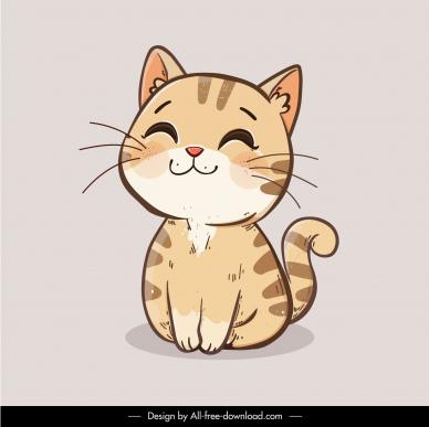 cute kitten design elements flat handdrawn cartoon