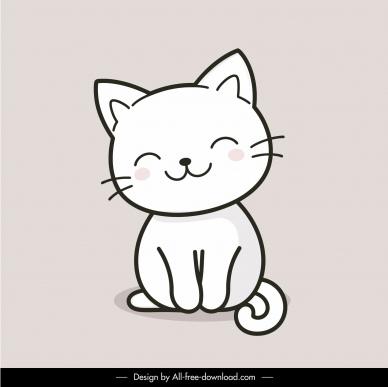 cute kitten design elements handdrawn cartoon 