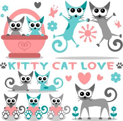 cute kittens vector set