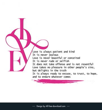 cute love quotes poster template calligraphic texts decor