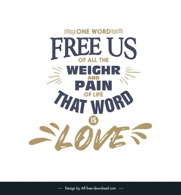cute love quotes poster template dynamic symmetric texts rays classic design 