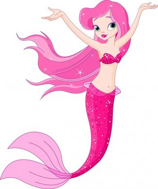 mermaid icon cute cartoon character sketch sparkling design
