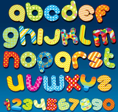 cute original alphabet set vector