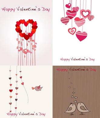 valentines banner templates hearts birds sketch classical design