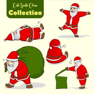 cute santa claus icon character collection