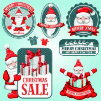 cute santa sale labels vector
