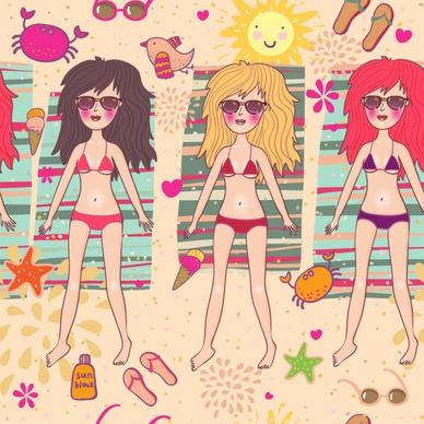 cute sexy girls of summer beach