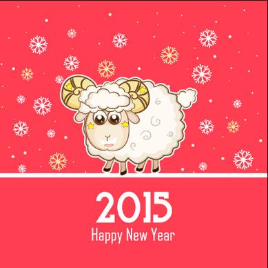 cute sheep and pink15 new year background