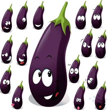 cute smiling face vector eggplant