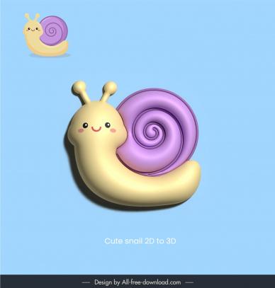 cute snail design elements stylized 3d elegance