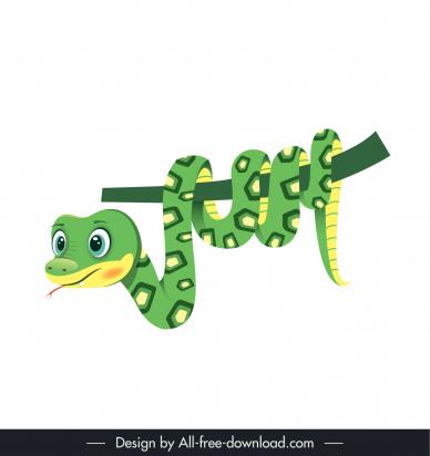 cute snake design element climbing branch sketch