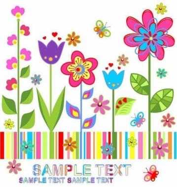 cute spring floral background vector set