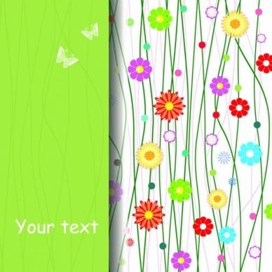 cute spring floral background vector set