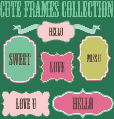 cute sweet frames set vector graphics
