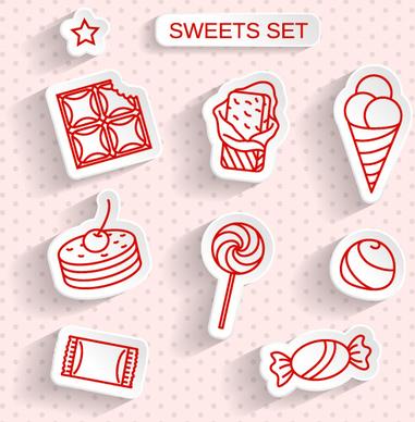 cute sweet stickers vector