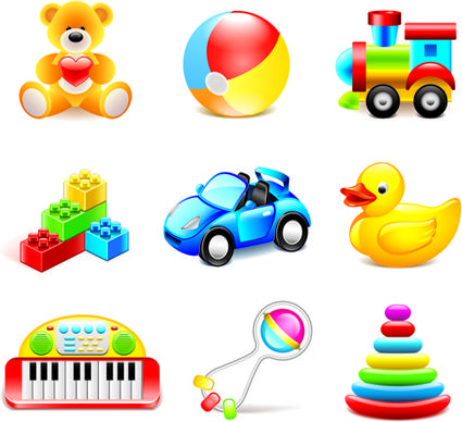 cute toy icons shiny vector