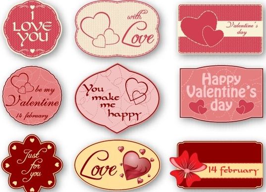 cute valentine labels vector