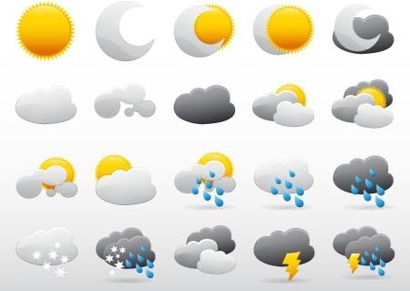 weather icons collection various colored symbols design