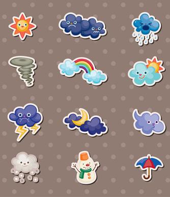 cute weather icons vector set