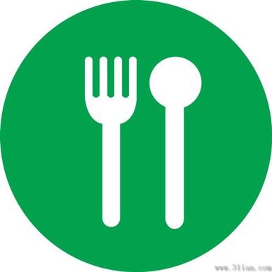 cutlery icons vector green background
