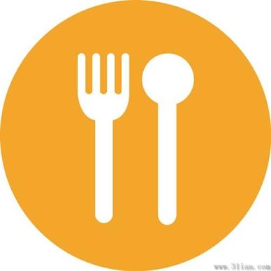 cutlery icons vector orange background