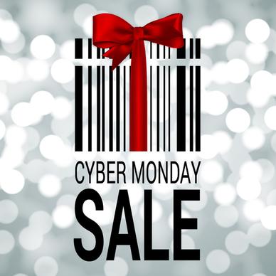 cyber monday banner with gift box and ribbon