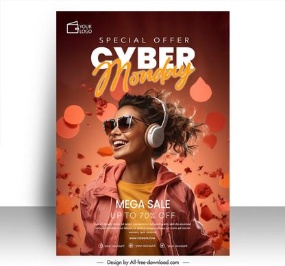 cyber monday discount poster template dynamic realistic design