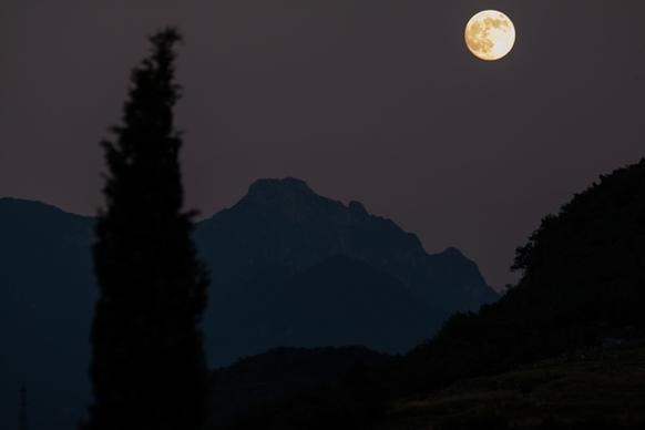 cypress mountains full moon