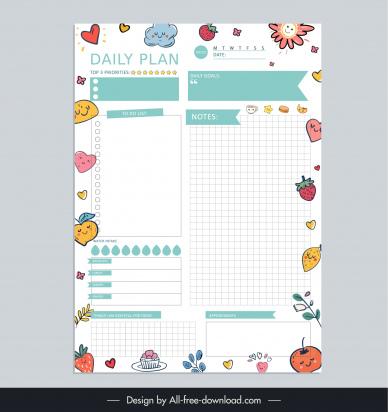 daily planner organizer template cute handdrawn symbols