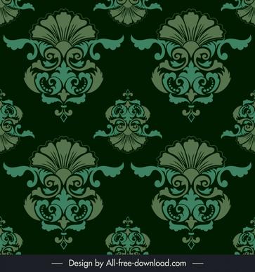 damask seamless pattern dark green symmetric classic