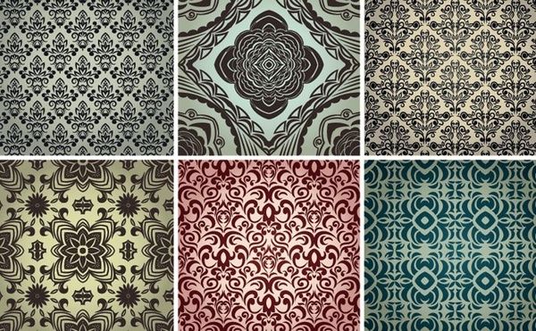 floral seamless patterns collection classical damask style