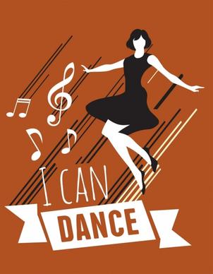 dance background woman notes icons classical design