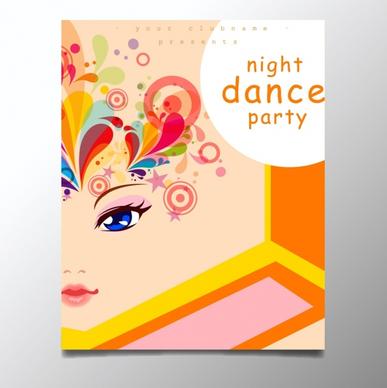 dance party poster lady portrait decoration colorful swirls circles