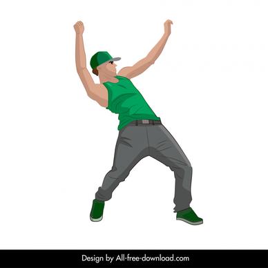  dancing man icon dynamic 3d cartoon outline 