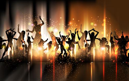 dancing people with party design vector set