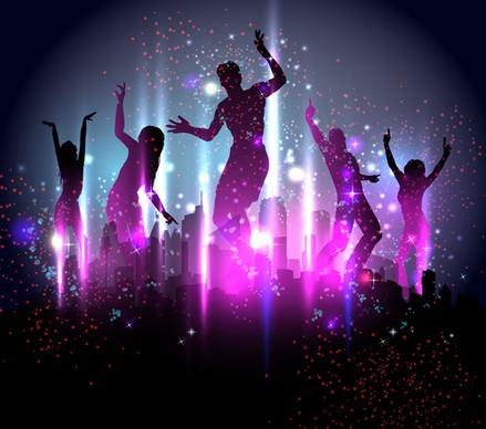 dancing people with party design vector set