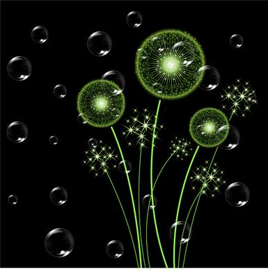 dandelion and bubble in dark background