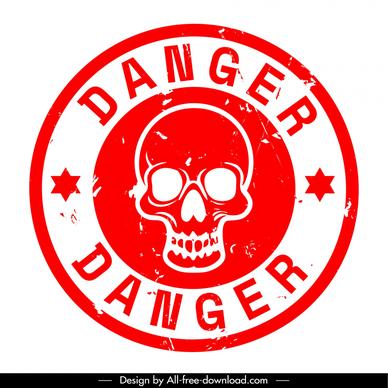danger stamp template classical skull isolation