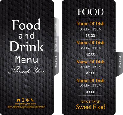 dark black restaurant menu template