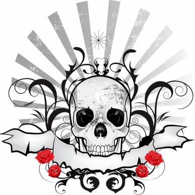 dark black skull ribbon emblem