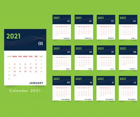 dark blue calendar for new year 2021