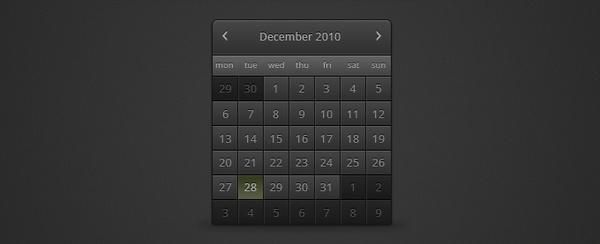 Dark Calendar PSD