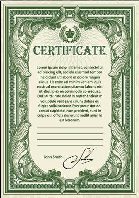 dark green certificate template vectors