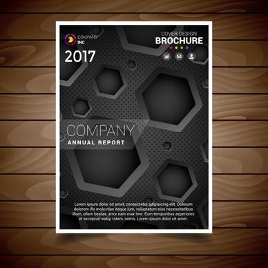 dark hexagonal hole brochure design template